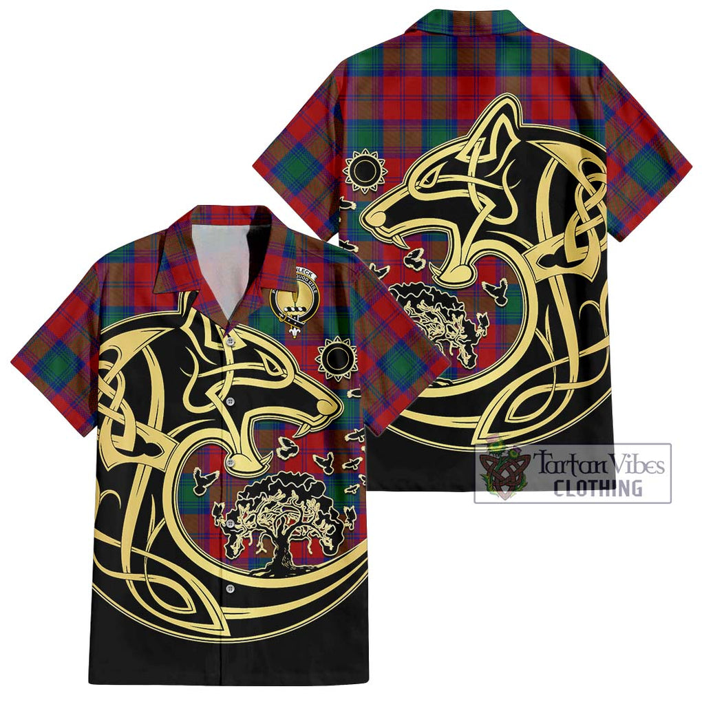 Auchinleck (Affleck) Tartan Hawaiian Shirt with Family Crest Celtic Wolf Style Kid - Tartan Vibes Clothing