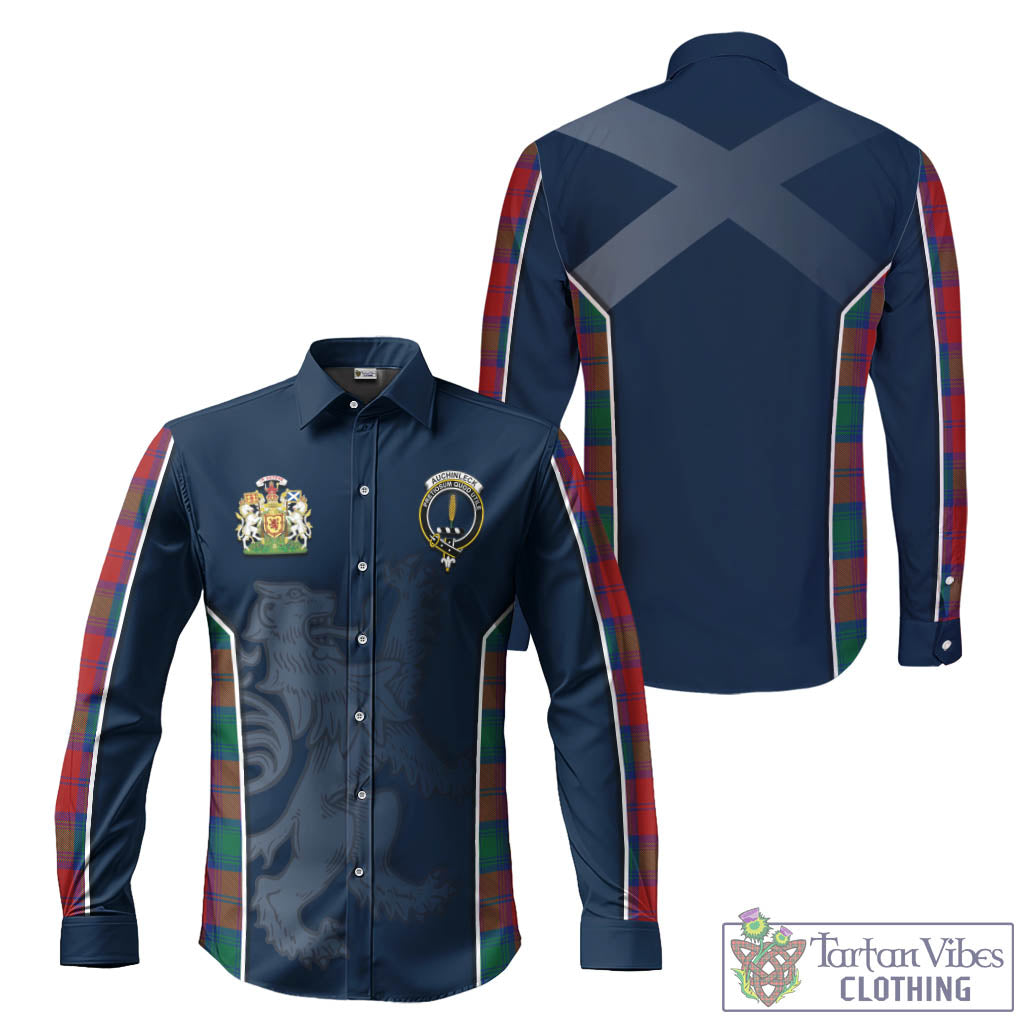 Tartan Vibes Clothing Auchinleck Tartan Long Sleeve Button Up Shirt with Family Crest and Lion Rampant Vibes Sport Style