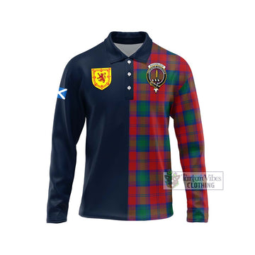 Auchinleck (Affleck) Tartan Long Sleeve Polo Shirt Alba with Scottish Lion Royal Arm Half Style Unisex - Tartan Vibes Clothing