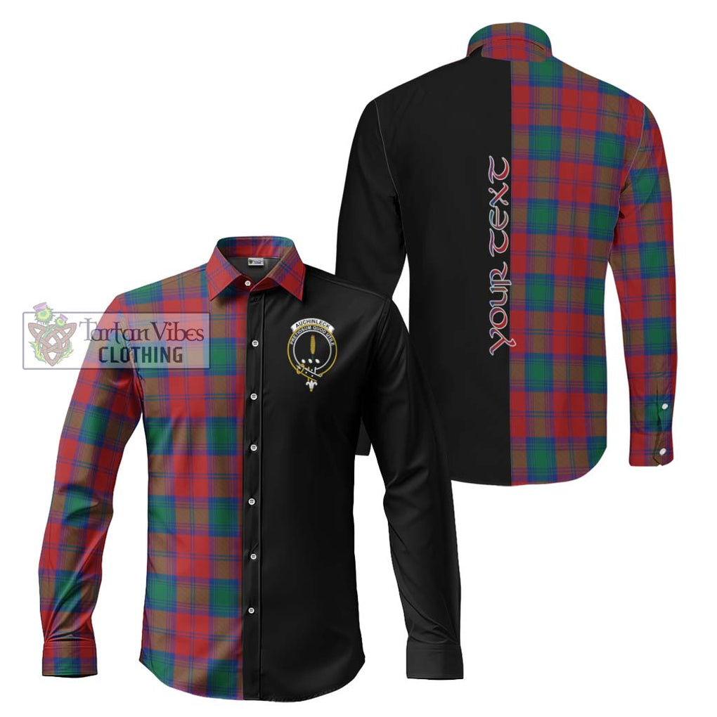 Auchinleck (Affleck) Tartan Long Sleeve Button Shirt with Family Crest and Half Of Me Style Men's Shirt S - Tartanvibesclothing Shop