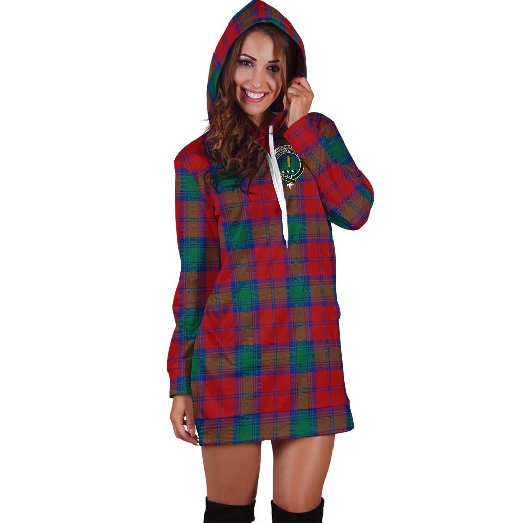 Auchinleck (Affleck) Tartan Hoodie Dress with Family Crest - Tartan Vibes Clothing