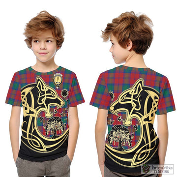Auchinleck (Affleck) Tartan Kid T-Shirt with Family Crest Celtic Wolf Style Youth XL Size14 - Tartan Vibes Clothing