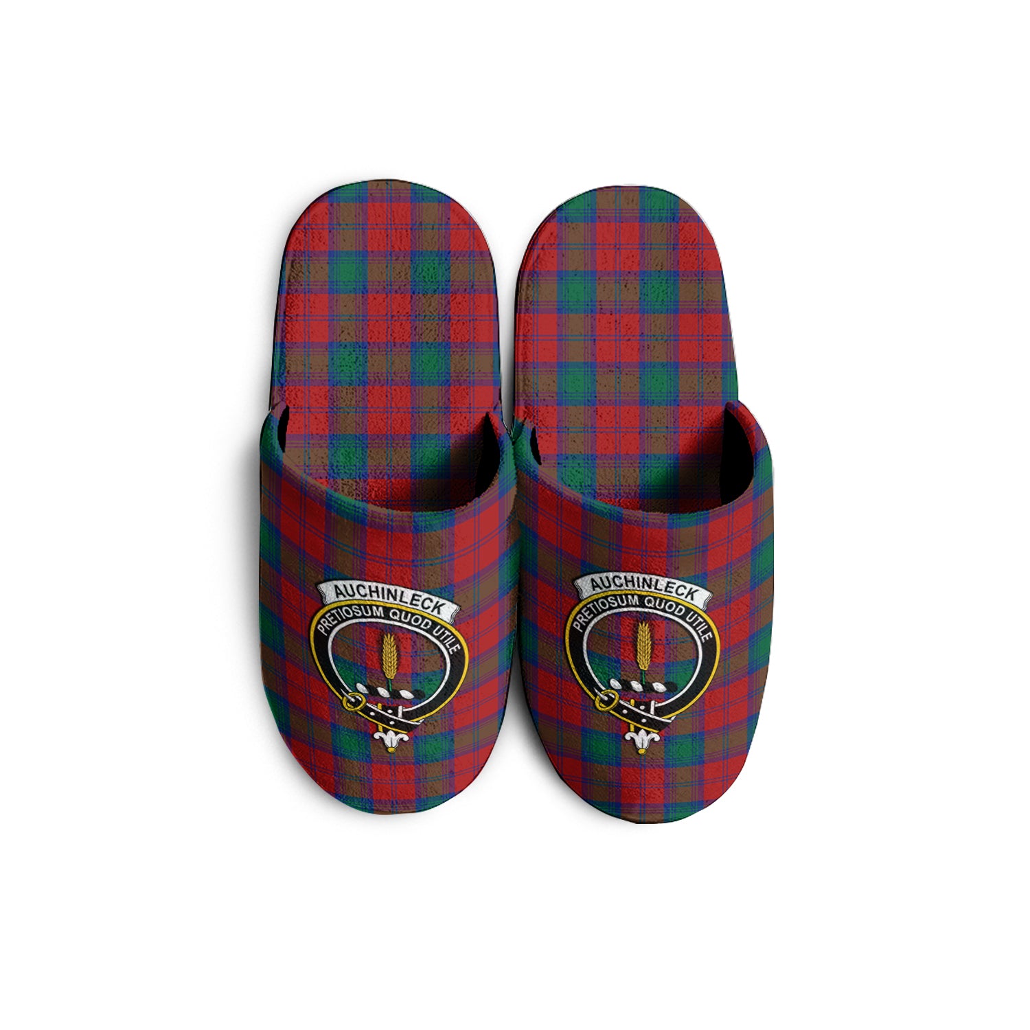 Auchinleck Tartan Home Slippers with Family Crest - Tartanvibesclothing
