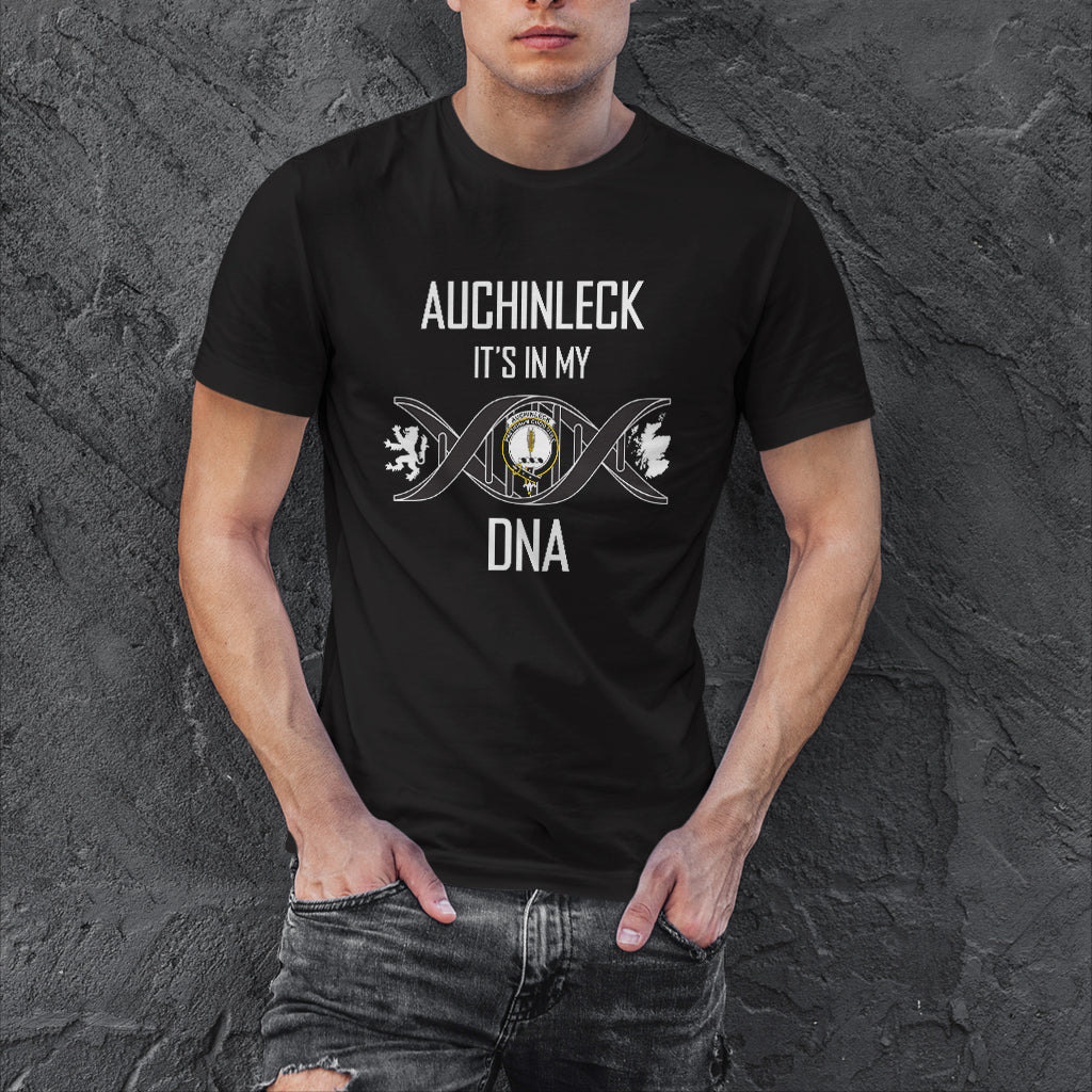 Auchinleck Family Crest DNA In Me Mens T Shirt Black - Tartanvibesclothing