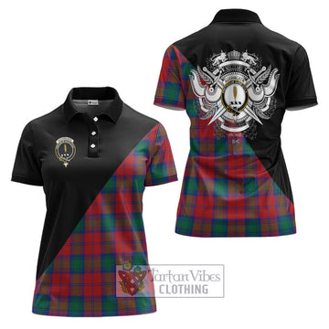 Auchinleck (Affleck) Tartan Women's Polo Shirt with Family Crest and Military Logo Style Women - Tartan Vibes Clothing