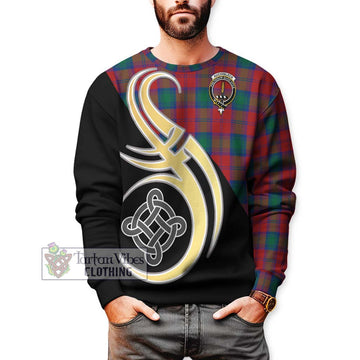 Auchinleck (Affleck) Tartan Sweatshirt with Family Crest and Celtic Symbol Style Unisex - Tartan Vibes Clothing