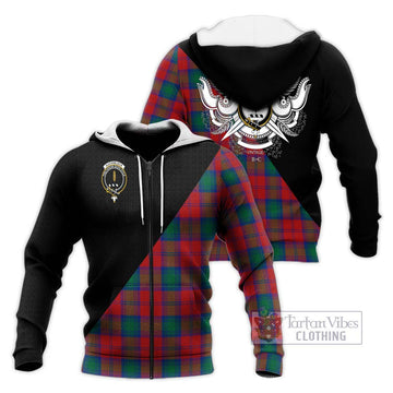 Auchinleck (Affleck) Tartan Knitted Hoodie with Family Crest and Military Logo Style Unisex Knitted Zip Hoodie - Tartan Vibes Clothing