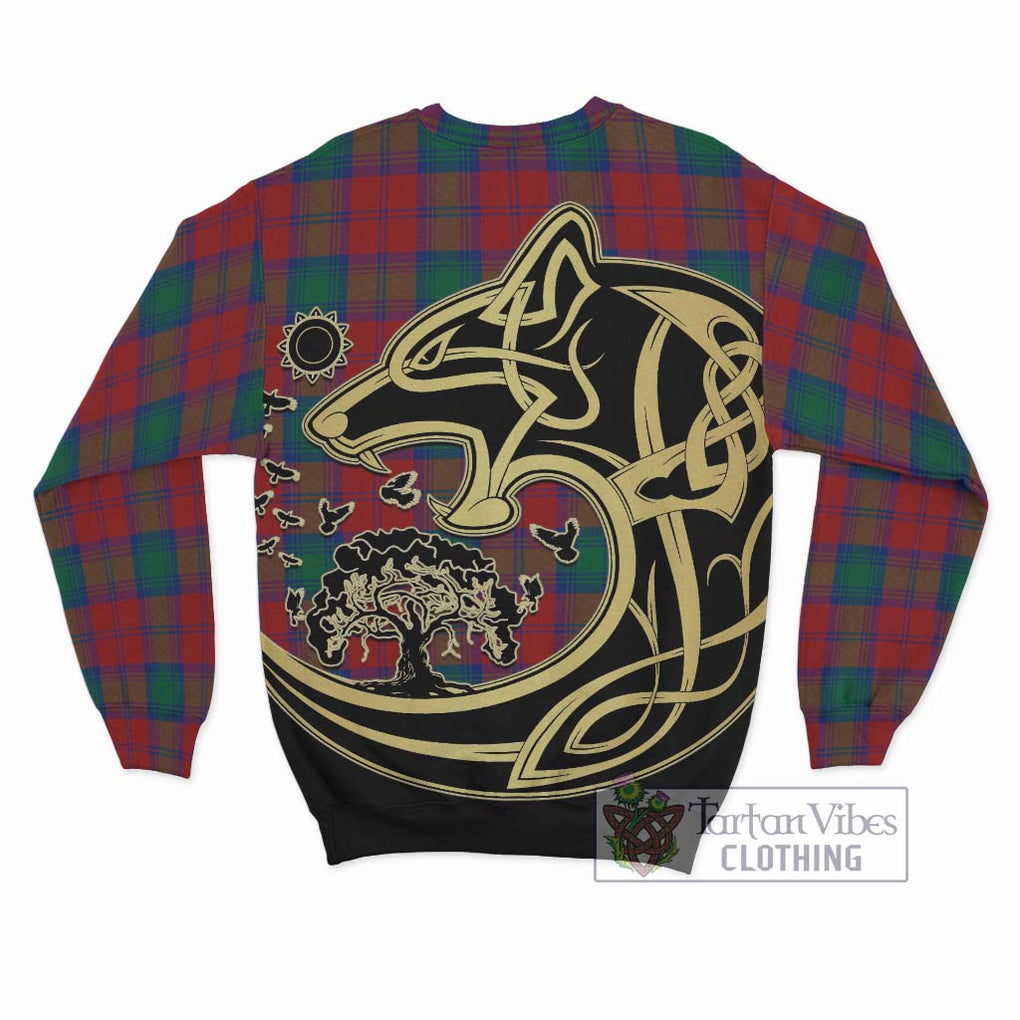 Auchinleck (Affleck) Tartan Sweatshirt with Family Crest Celtic Wolf Style - Tartan Vibes Clothing