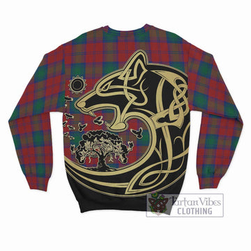 Auchinleck (Affleck) Tartan Sweatshirt with Family Crest Celtic Wolf Style - Tartan Vibes Clothing