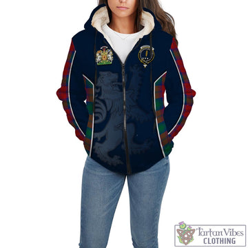 Auchinleck (Affleck) Tartan Sherpa Hoodie with Family Crest and Lion Rampant Vibes Sport Style - Tartan Vibes Clothing