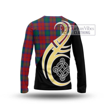 Auchinleck (Affleck) Tartan Long Sleeve T-Shirt with Family Crest and Celtic Symbol Style - Tartan Vibes Clothing