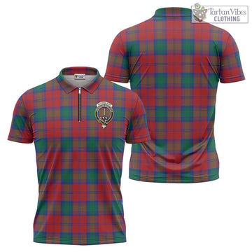 Auchinleck Tartan Zipper Polo Shirt with Family Crest