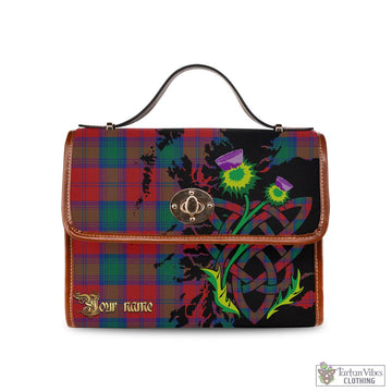 Auchinleck Tartan Waterproof Canvas Bag with Scotland Map and Thistle Celtic Accents