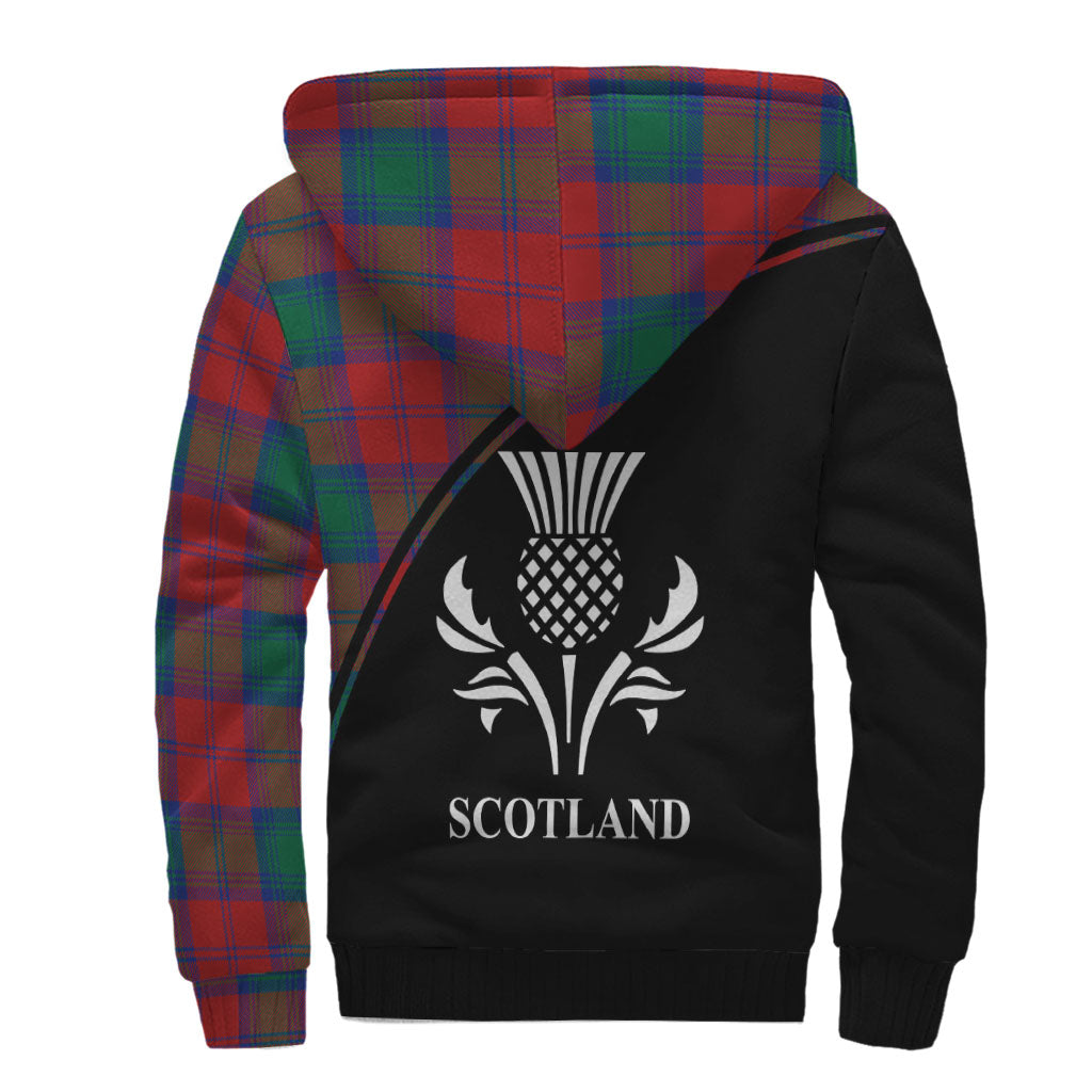 Auchinleck Tartan Sherpa Hoodie with Family Crest Curve Style - Tartanvibesclothing