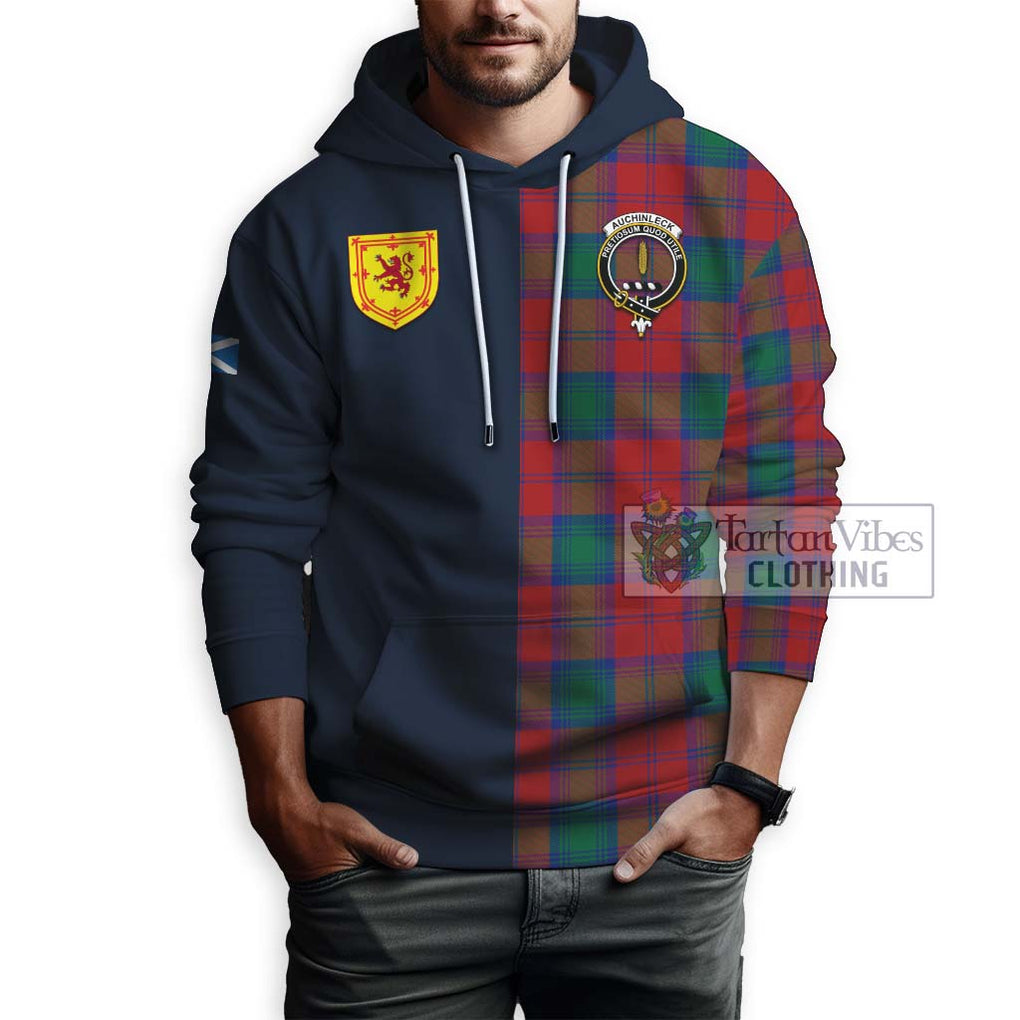 Auchinleck (Affleck) Tartan Hoodie Alba with Scottish Lion Royal Arm Half Style - Tartan Vibes Clothing