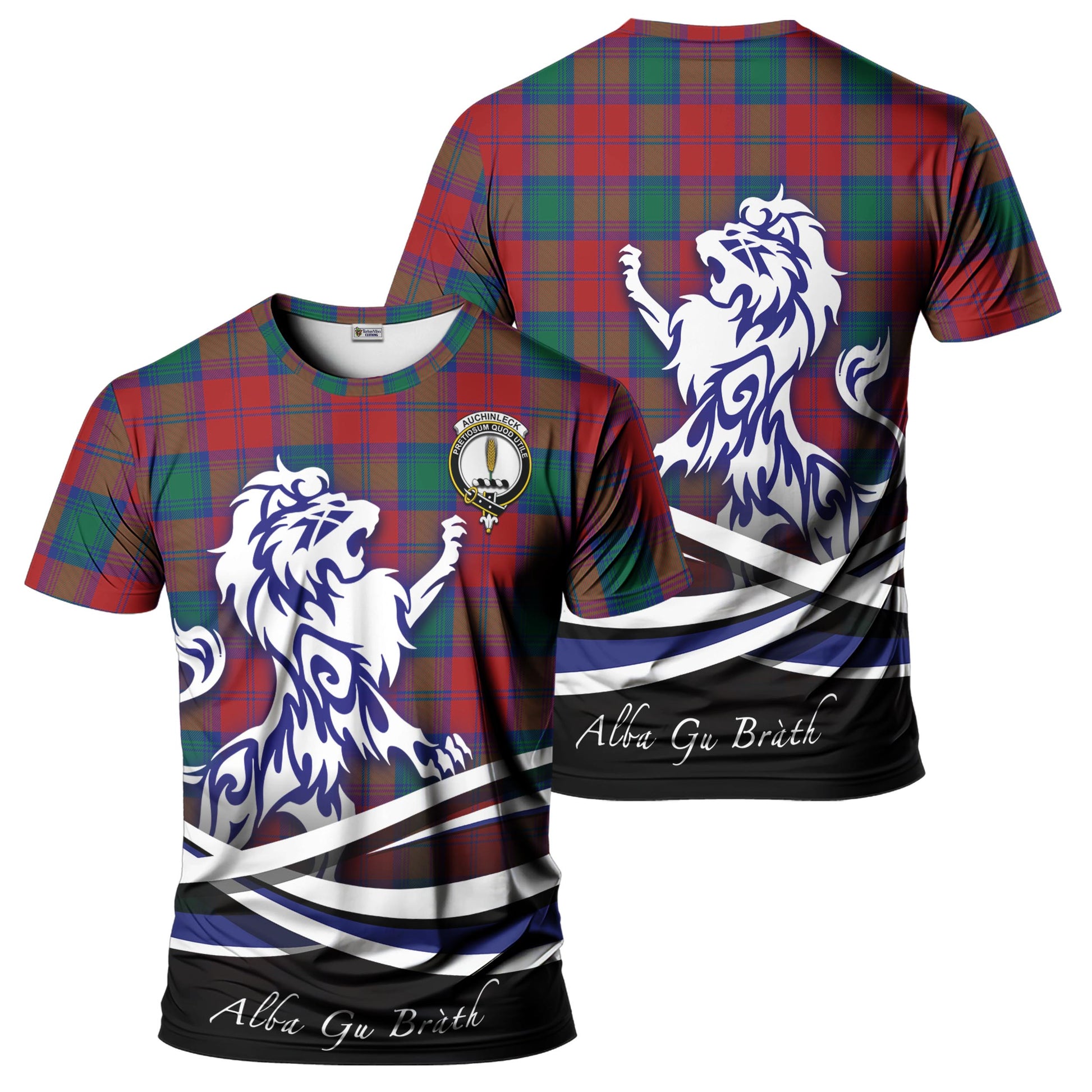 Auchinleck (Affleck) Tartan T-Shirt with Alba Gu Brath Regal Lion Emblem - Tartan Vibes Clothing