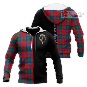 Auchinleck (Affleck) Tartan Knitted Hoodie with Family Crest and Half Of Me Style Unisex Knitted Zip Hoodie - Tartan Vibes Clothing