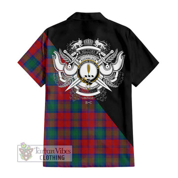 Auchinleck (Affleck) Tartan Hawaiian Shirt with Family Crest and Military Logo Style - Tartan Vibes Clothing