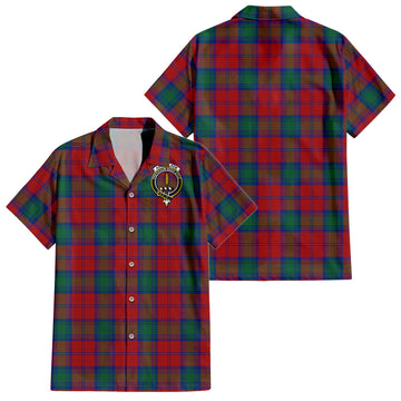 Auchinleck Tartan Short Sleeve Button Down Shirt with Family Crest