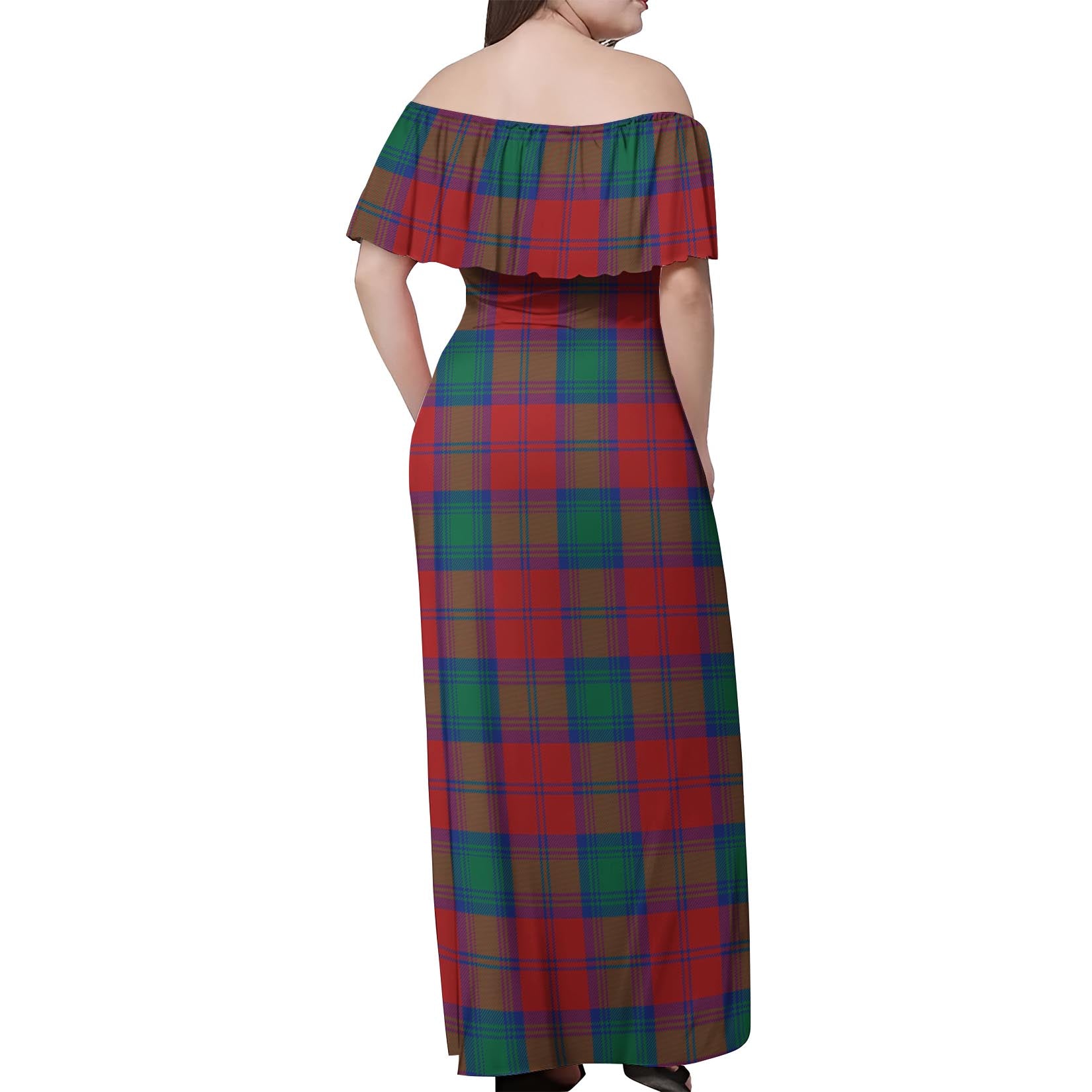 Auchinleck Tartan Off Shoulder Long Dress - Tartanvibesclothing