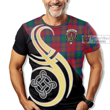 Auchinleck (Affleck) Tartan T-Shirt with Family Crest and Celtic Symbol Style - Tartan Vibes Clothing