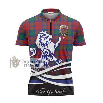 Auchinleck (Affleck) Tartan Zipper Polo Shirt with Alba Gu Brath Regal Lion Emblem - Tartan Vibes Clothing