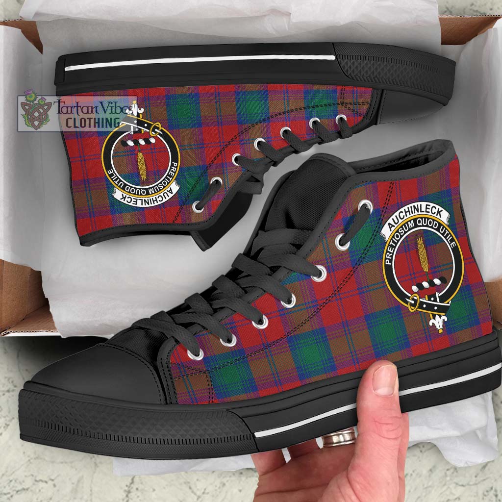 Auchinleck (Affleck) Tartan High Top Shoes with Family Crest - Tartan Vibes Clothing