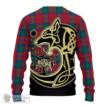 Auchinleck (Affleck) Tartan Ugly Sweater with Family Crest Celtic Wolf Style - Tartan Vibes Clothing
