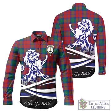 Auchinleck (Affleck) Tartan Long Sleeve Button Up Shirt with Alba Gu Brath Regal Lion Emblem - Tartan Vibes Clothing