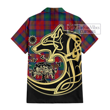 Auchinleck (Affleck) Tartan Hawaiian Shirt with Family Crest Celtic Wolf Style - Tartan Vibes Clothing