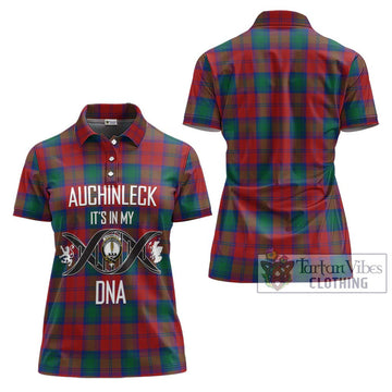 Auchinleck (Affleck) Tartan Women's Polo Shirt with Family Crest DNA In Me Style - Tartan Vibes Clothing