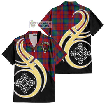 Auchinleck (Affleck) Tartan Hawaiian Shirt with Family Crest and Celtic Symbol Style - Tartan Vibes Clothing