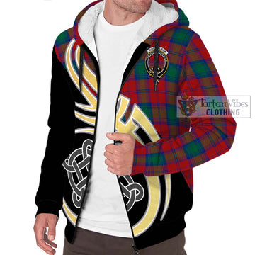 Auchinleck (Affleck) Tartan Sherpa Hoodie with Family Crest and Celtic Symbol Style - Tartan Vibes Clothing