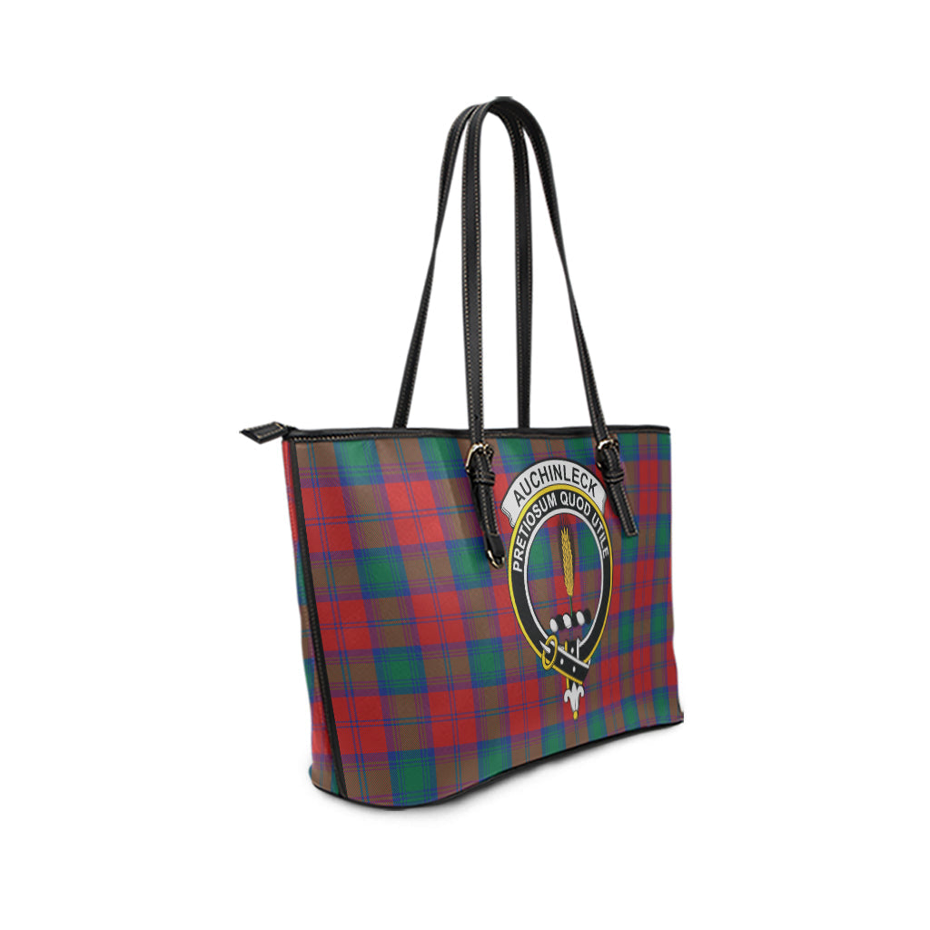 Auchinleck (Affleck) Tartan Leather Tote Bag with Family Crest - Tartan Vibes Clothing