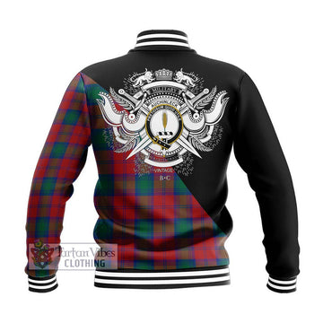 Auchinleck (Affleck) Tartan Baseball Jacket with Family Crest and Military Logo Style - Tartan Vibes Clothing
