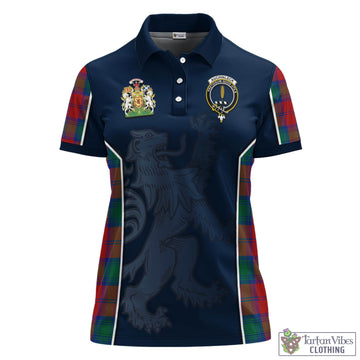 Auchinleck (Affleck) Tartan Women's Polo Shirt with Family Crest and Lion Rampant Vibes Sport Style - Tartan Vibes Clothing