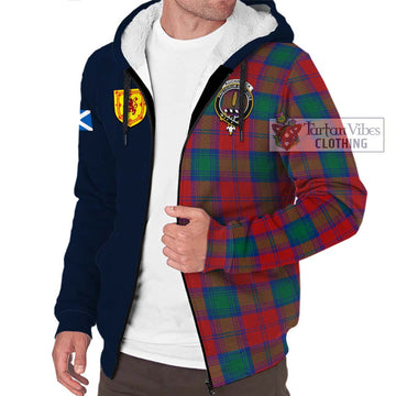 Auchinleck (Affleck) Tartan Sherpa Hoodie Alba with Scottish Lion Royal Arm Half Style - Tartan Vibes Clothing