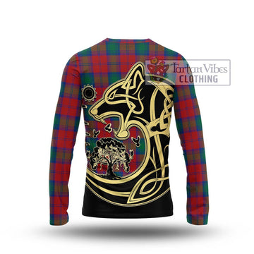 Auchinleck (Affleck) Tartan Long Sleeve T-Shirt with Family Crest Celtic Wolf Style - Tartan Vibes Clothing
