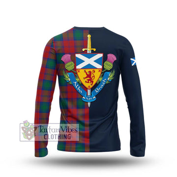 Auchinleck (Affleck) Tartan Long Sleeve T-Shirt Alba with Scottish Lion Royal Arm Half Style - Tartan Vibes Clothing