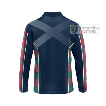 Auchinleck (Affleck) Tartan Long Sleeve Polo Shirt with Family Crest and Lion Rampant Vibes Sport Style - Tartan Vibes Clothing
