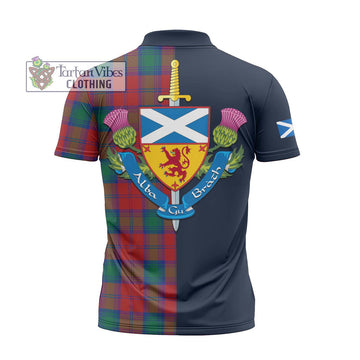 Auchinleck (Affleck) Tartan Zipper Polo Shirt Alba with Scottish Lion Royal Arm Half Style - Tartan Vibes Clothing