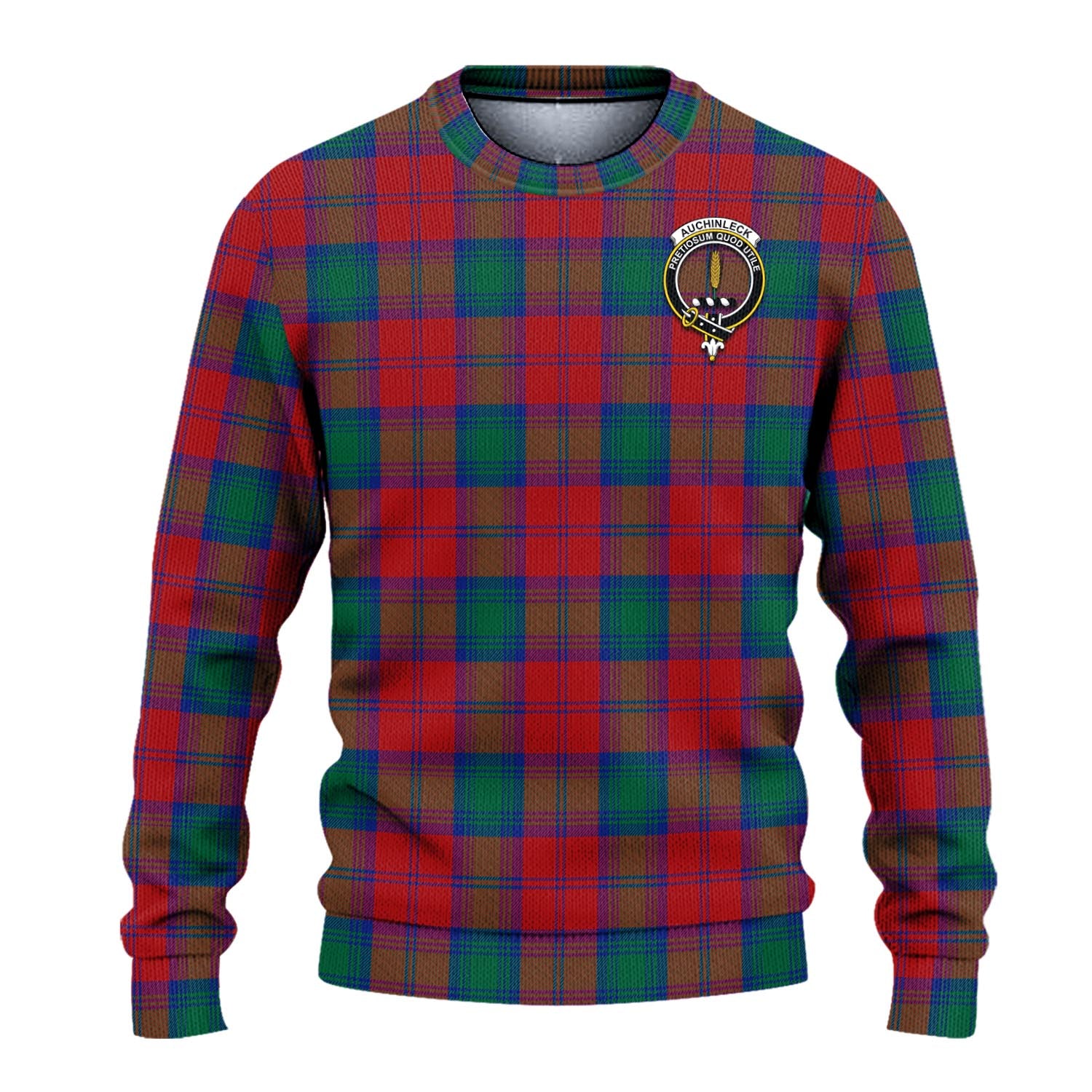 Auchinleck (Affleck) Tartan Ugly Sweater with Family Crest - Tartan Vibes Clothing