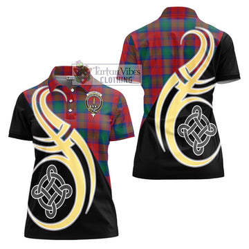 Auchinleck (Affleck) Tartan Women's Polo Shirt with Family Crest and Celtic Symbol Style - Tartan Vibes Clothing