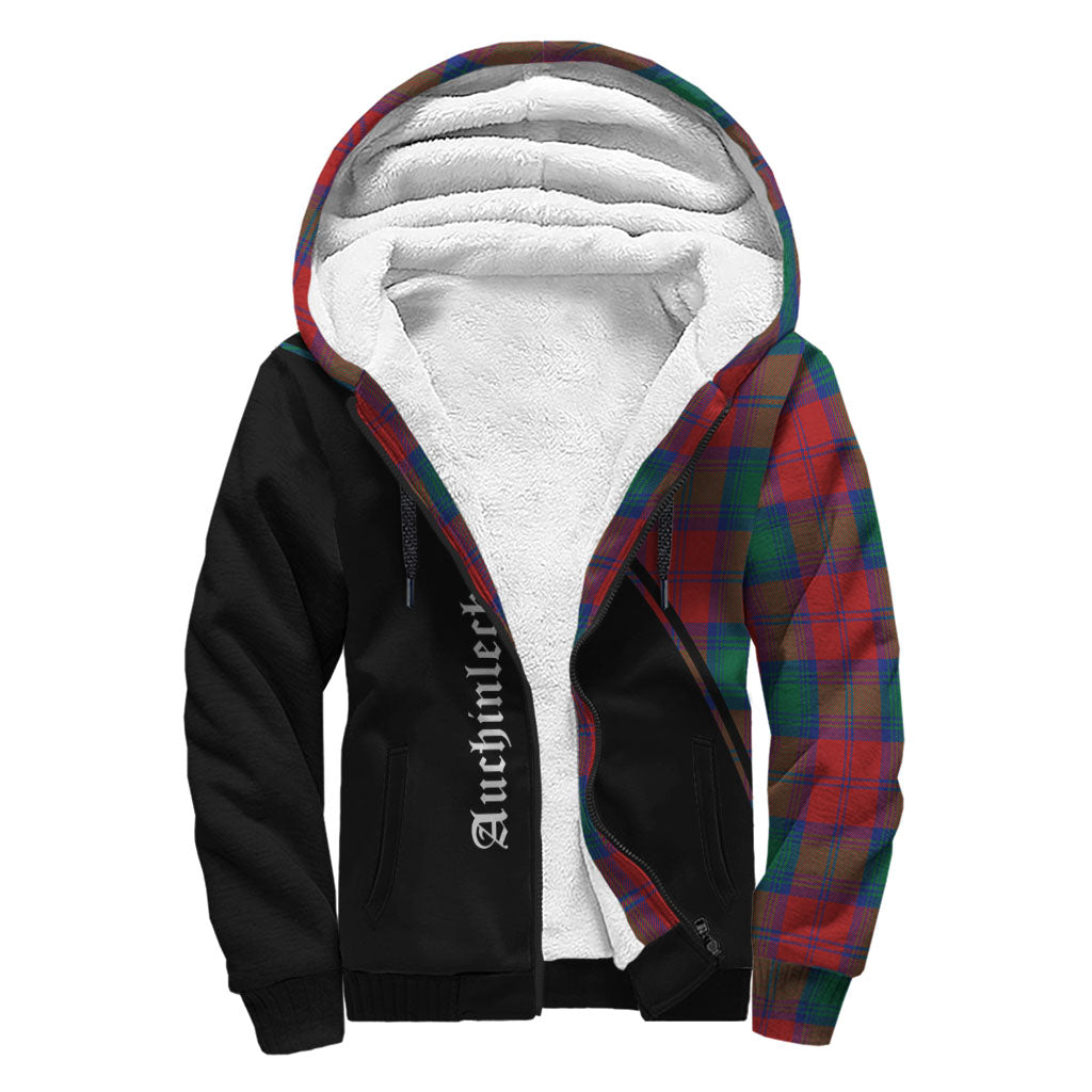 Auchinleck Tartan Sherpa Hoodie with Family Crest Curve Style - Tartanvibesclothing