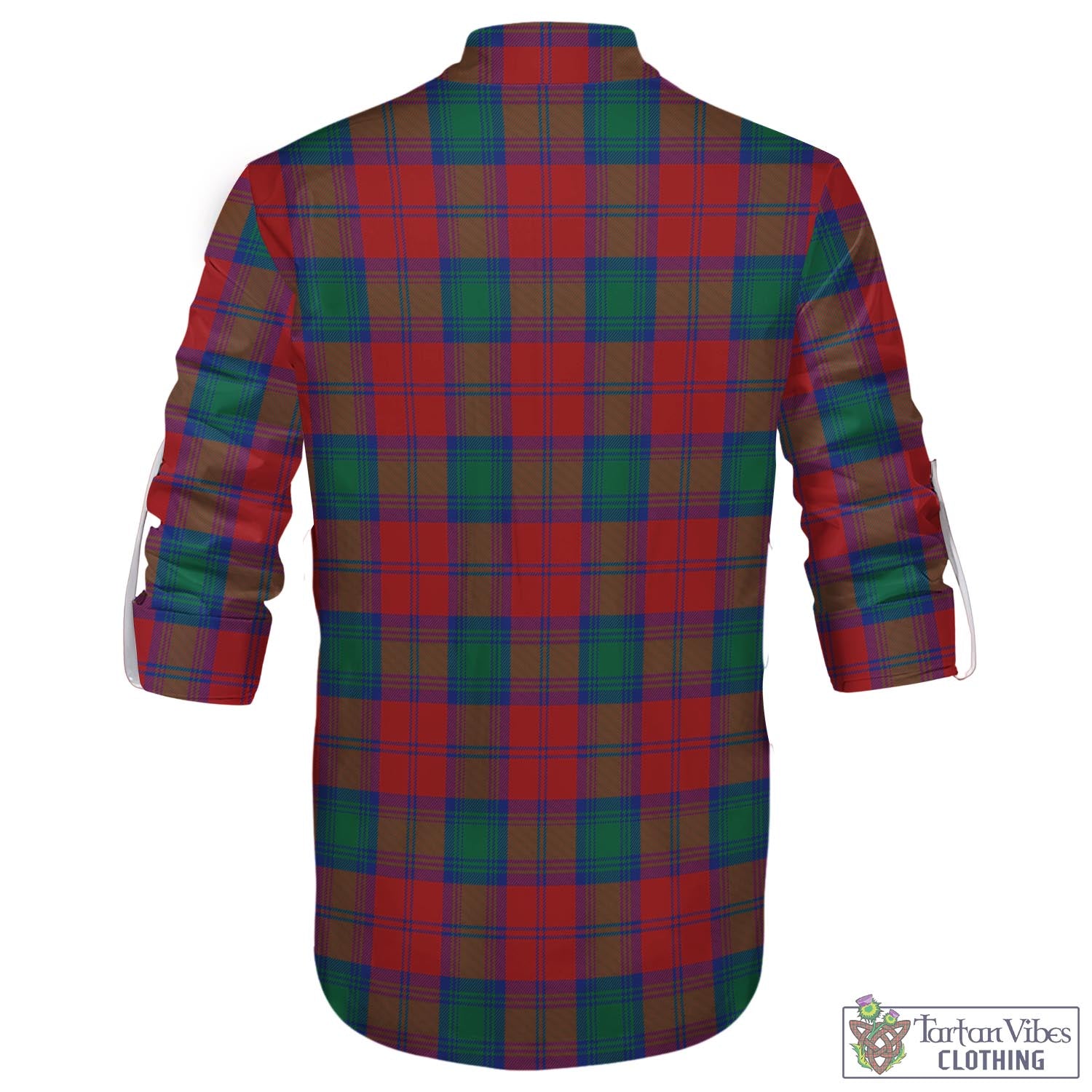 Tartan Vibes Clothing Auchinleck Tartan Men's Scottish Traditional Jacobite Ghillie Kilt Shirt