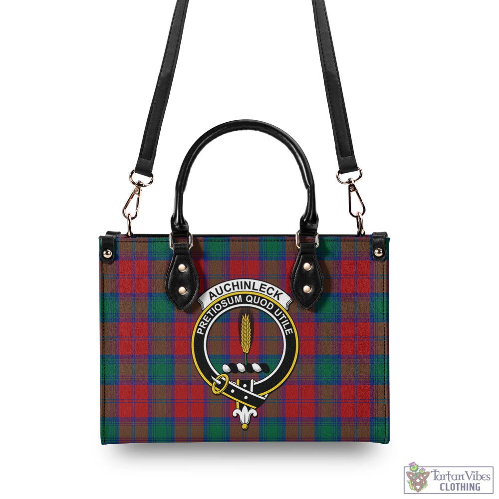Tartan Vibes Clothing Auchinleck Tartan Luxury Leather Handbags with Family Crest