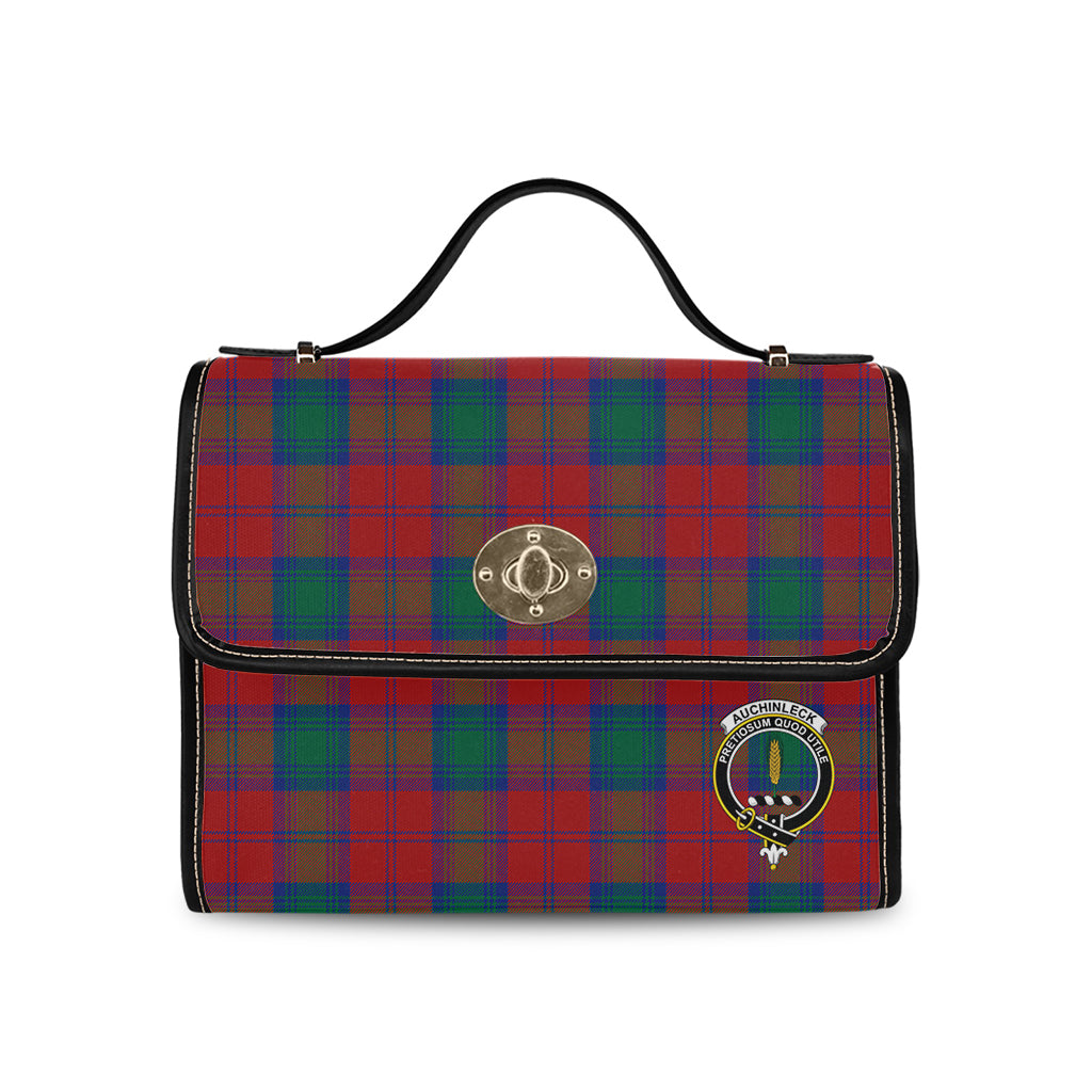 Auchinleck Tartan Leather Strap Waterproof Canvas Bag with Family Crest - Tartanvibesclothing