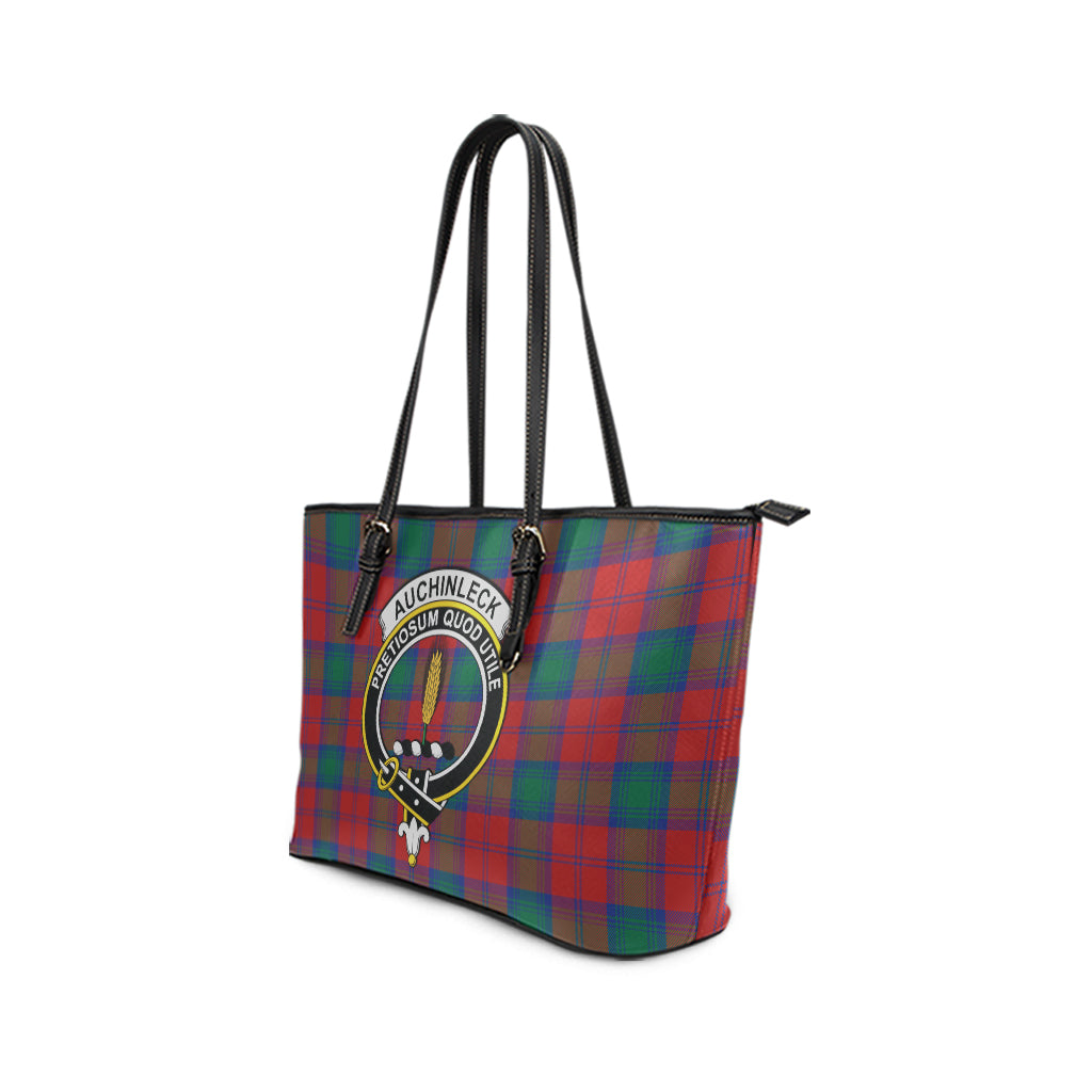 Auchinleck (Affleck) Tartan Leather Tote Bag with Family Crest - Tartan Vibes Clothing