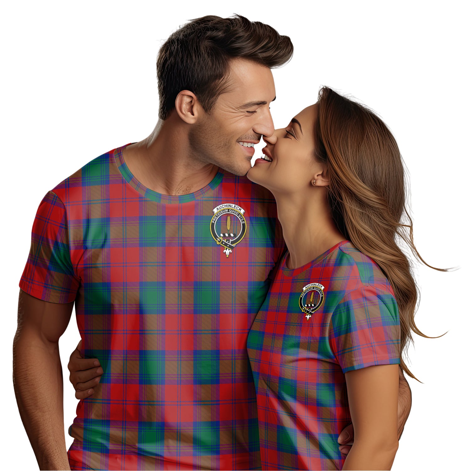 Auchinleck Tartan T-Shirt with Family Crest - Tartanvibesclothing