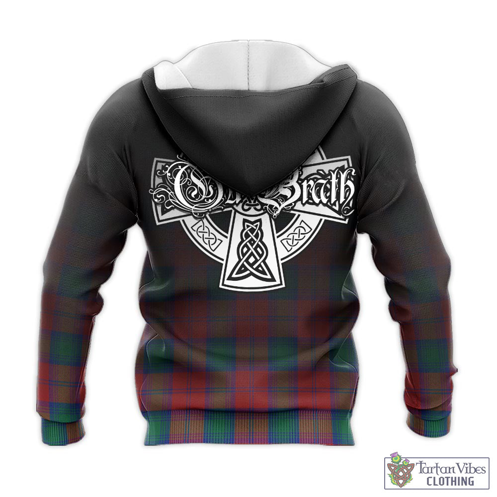 Tartan Vibes Clothing Auchinleck Tartan Knitted Hoodie Featuring Alba Gu Brath Family Crest Celtic Inspired